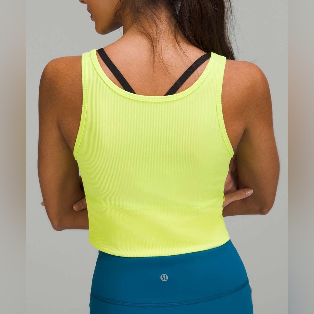 Lululemon Power Pivot Ribbed Tank Top Electric Lemon - Picture 7 of 10